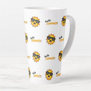 Tasse Latte Bonjour Summer Sun avec lunettes de soleil