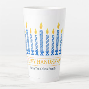 Tasse Latte Bonne Hanoukka Salutation aux chandelles simple