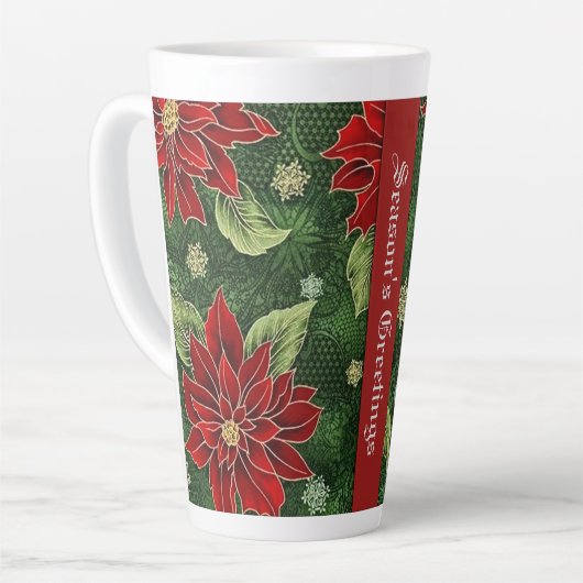 Tasse Latte Bonnes Fêtes Poinsettia (Angle gauche)