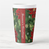 Tasse Latte Bonnes Fêtes Poinsettia (Devant)