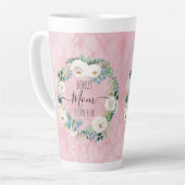 Tasse Latte Bonus Maman Je T'Aime Boho Rose Blanc Boho Floral  (Angle gauche)