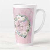 Tasse Latte Bonus Maman Je T'Aime Boho Rose Blanc Boho Floral  (Droite)