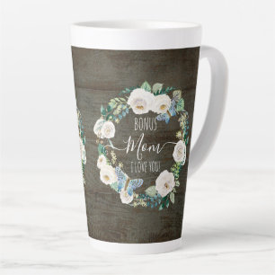 Tasse Latte Bonus Maman Je T'Aime, Rustique Blanc Floral Wreat