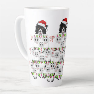 Tasse Latte Border Collie & Mouton Sapin de Noël