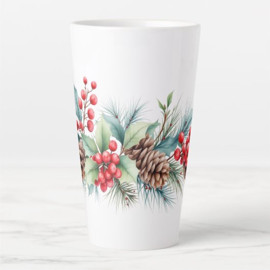Tasse Latte Bordure aquarelle rustique (Devant)