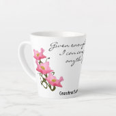Tasse Latte Bordure côté Pretty Rose Pocket Texte personnalisé (Angle gauche)