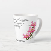 Tasse Latte Bordure côté Pretty Rose Pocket Texte personnalisé (Angle droit)