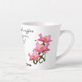Tasse Latte Bordure côté Pretty Rose Pocket Texte personnalisé (Droite)