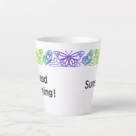 Tasse Latte Bordure des papillons arc-en-ciel en latte personn (Devant)