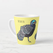 Tasse Latte Bornean peacock-pheasant bird cartoon illustration (Angle gauche)
