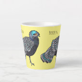 Tasse Latte Bornean peacock-pheasant bird cartoon illustration (Devant)