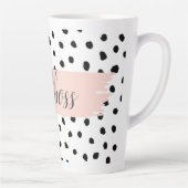 Tasse Latte Boss et points noirs Pastel Rose moderne (Droite)