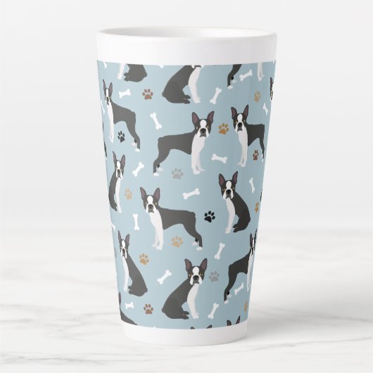 Tasse Latte Boston Terrier Bones and Paws (Devant)