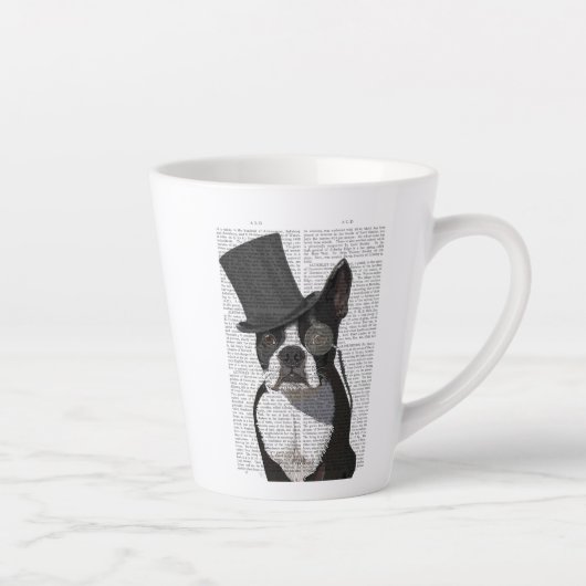 Tasse Latte Boston Terrier, Formal Hound et Casquette (Droite)