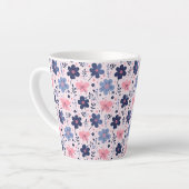 Tasse Latte Botanical Pink And Blue Flowers Nature Print (Angle gauche)