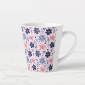 Tasse Latte Botanical Pink And Blue Flowers Nature Print (Droite)
