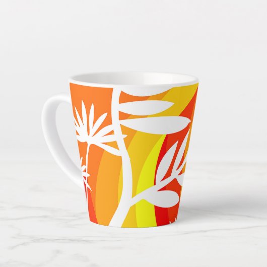 Tasse Latte Botanique orange et blanche (Angle gauche)