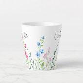 Tasse Latte Bouche latte Fleur sauvage aquarelle (Devant)