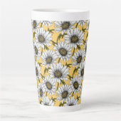 Tasse Latte Bouches blanches, fleurs sauvages sur jaune (Devant)