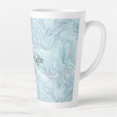 Tasse Latte Boucles de marbre bleu Aqua Silver (Droite)