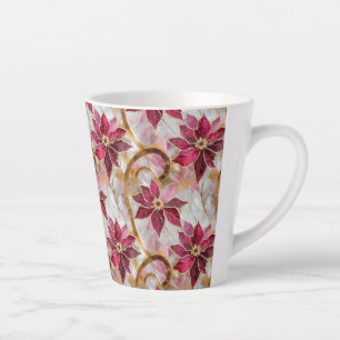Tasse Latte Boucles d'or Bourgogne rose Poinsettias de Noël