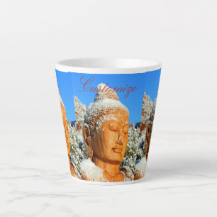 Tasse Latte Bouddha en bois dans Tonnerre de Neige