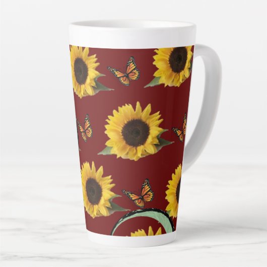 Tasse Latte Boue en latte de papillon de tournesol (Angle droit)