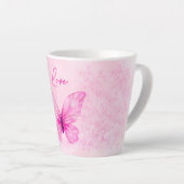 Tasse Latte Boue en latte de papillon rose (Angle droit)