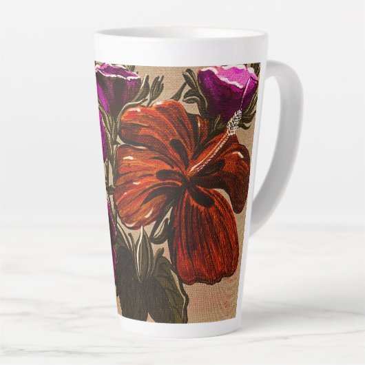 Tasse Latte Boue florale d'automne orange (Angle droit)