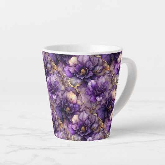 Tasse Latte Boug en latte en céramique en encre d'alcool flora (Angle droit)