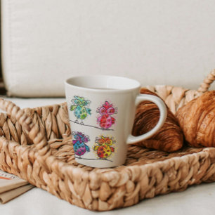 Tasse Latte Boug pour les cadeaux (Oiseaux lunaires colorés 01