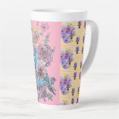Tasse Latte Bouge en latte fleurie rose bougie peinte à la mai (Angle droit)