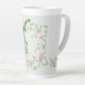 Tasse Latte Boughes de Noël vert vif rose (Angle droit)