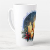 Tasse Latte Bougie de Noël avec Poinsettias (Angle gauche)