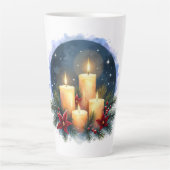 Tasse Latte Bougie de Noël avec Poinsettias (Devant)