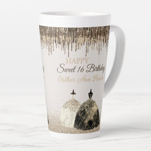 Tasse Latte Boule Or tendance Gown Joyeux Sweet 16 Anniversair (Angle droit)