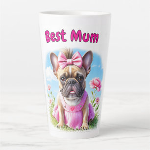 Tasse Latte Bouledogue français Fleurs Bouledogue français