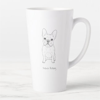 Tasse Latte Bouledogue Français Ligne Art Minimaliste - Avant 