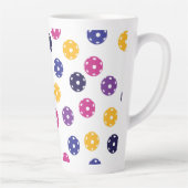 Tasse Latte 💛 Boulettes jaunes et 💜 violets sur blanc (Droite)