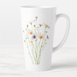 Tasse Latte Bouquet aquarelle de fleurs sauvages