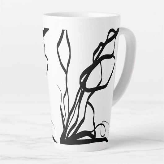 Tasse Latte Bouquet Blanc : Abstrait blanc & noir (Angle droit)