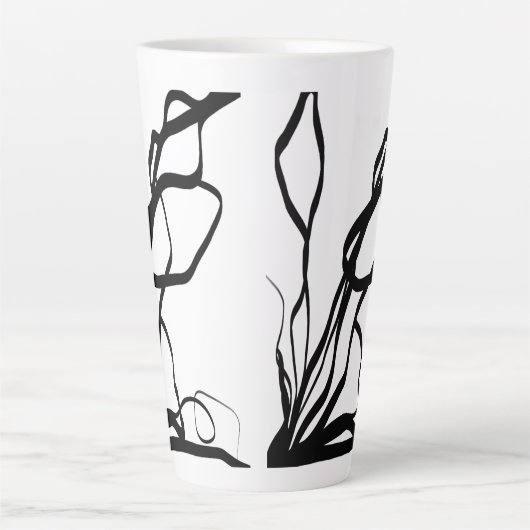 Tasse Latte Bouquet Blanc : Abstrait blanc & noir (Devant)