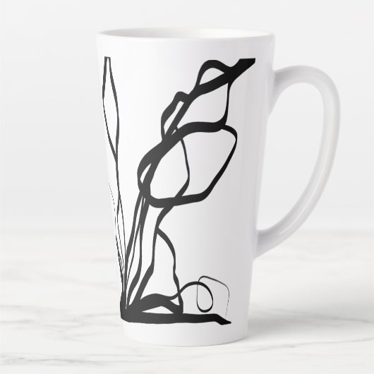 Tasse Latte Bouquet Blanc : Abstrait blanc & noir (Droite)