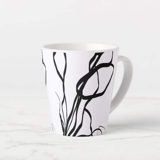 Tasse Latte Bouquet Blanc : Abstrait blanc & noir (Angle droit)