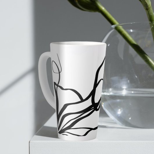Tasse Latte Bouquet Blanc : Abstrait blanc & noir