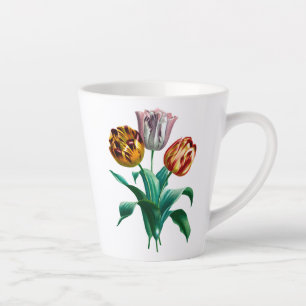 Tasse Latte Bouquet coloré Vintage Aquarelle Tulip Fleurs