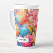 Tasse Latte Bouquet de fleurs orange et bleu Boho (Angle gauche)