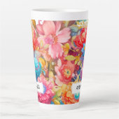 Tasse Latte Bouquet de fleurs orange et bleu Boho (Devant)