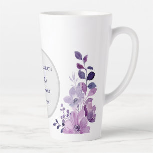 Tasse Latte Bouquet de fleurs violettes à l'aquarelle