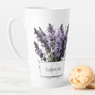 Tasse Latte Bouquet de lavande aquarelle personnalisé